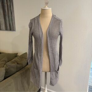Belldini Light Gray Open-Front loose knit Cardigan